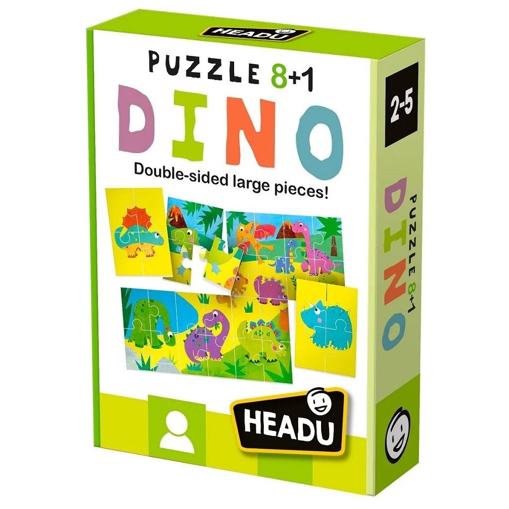 8+1 doppelseitiges Puzzlespiel Dinosaurier IT22243 Headu Headu - 1