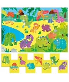Juego Puzzle 8+1 de doble cara Dinosaurios IT22243 Headu Headu - 2