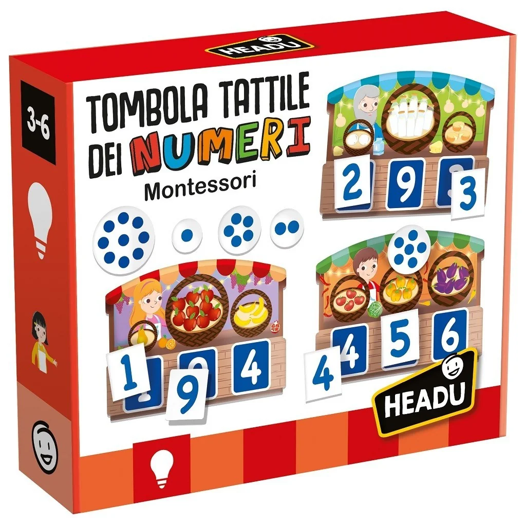 Juego educativo Montessori Bingo de números táctiles IT20249 Headu Headu - 1
