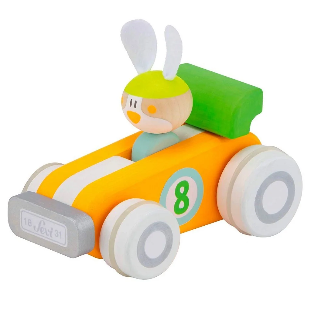 Coche de carreras modular con conejito de madera 83038 Sevi Trudi Trudi by Sevi - 1