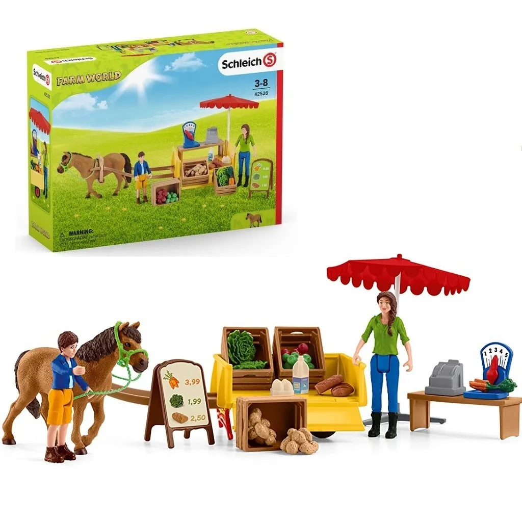 Zestaw do zabawy z wózkiem na targu owoców i warzyw 42528 Schleich Schleich - 1