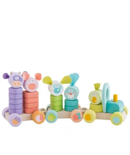 Stackable train shapes and wood numbers 82995 Trudi Living Trudi by Sevi - 2