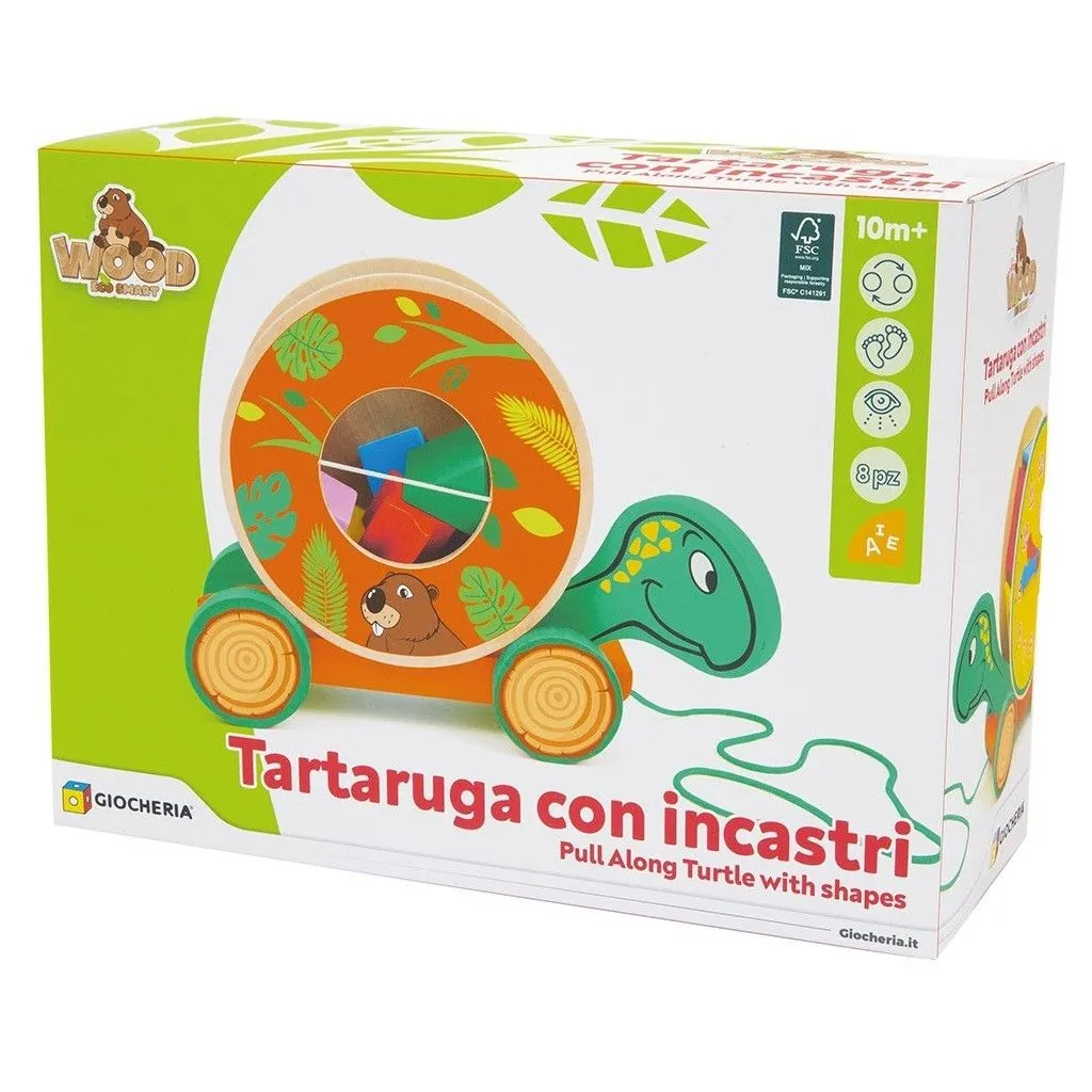 Janod J08236 Tortue à Promener En Bois Zigolos - Jouet D'Éveil Motricité Enfant Dès 1 An